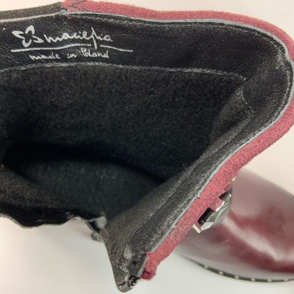 Maciejka Otto Ankle Bootie Maroon Leather Embellished Shoes 6.5 - Picture 6 of 12